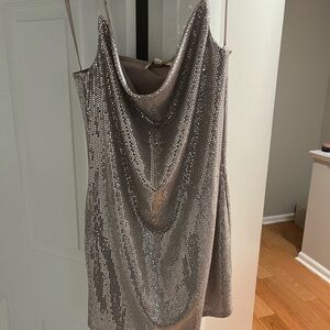 NWT Sparkling Silver Sequin Dress